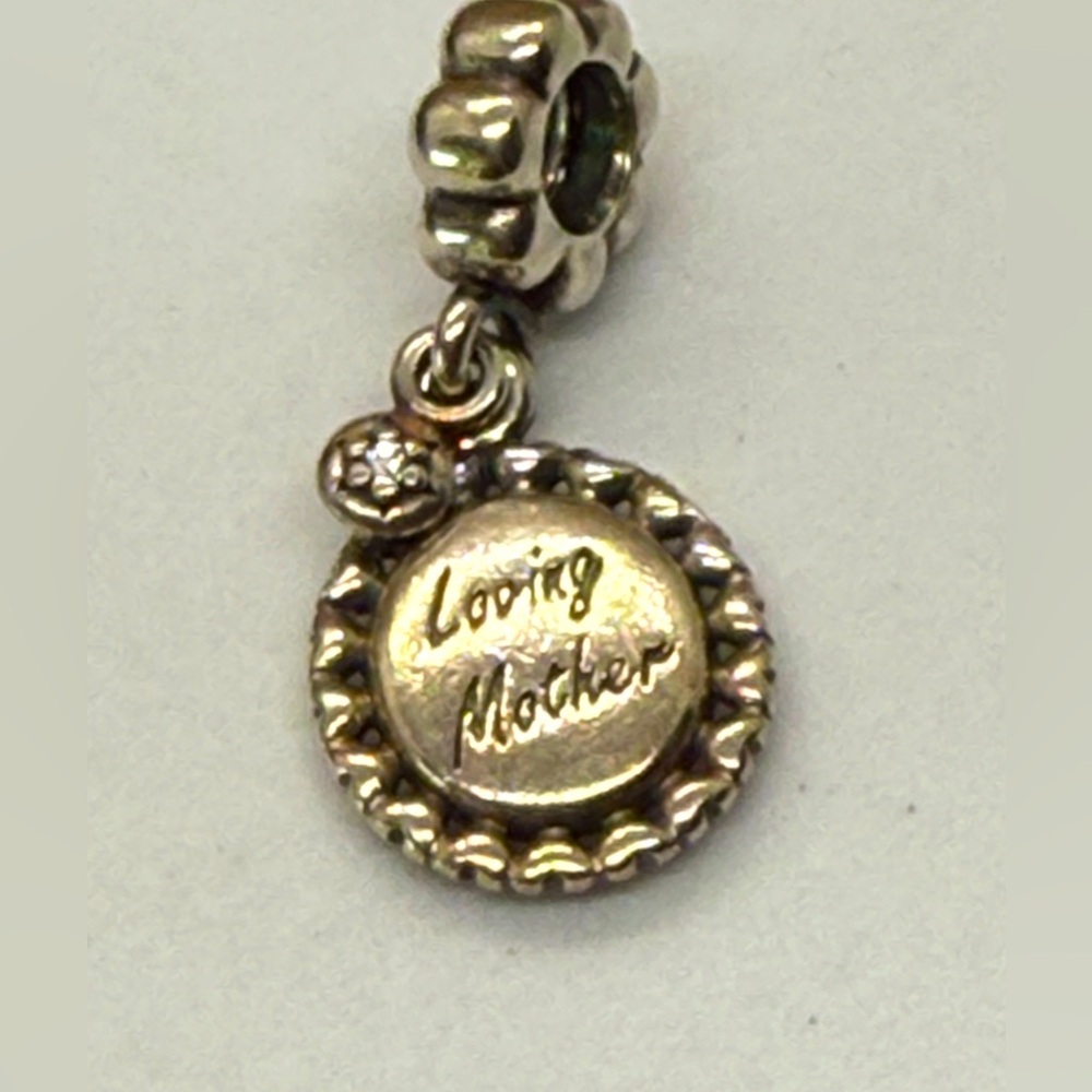 Authentic Pandora Retired “Loving Mother” Dangle Charm S925 ALE Sterling Silver